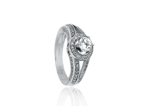 9ct White Gold Zirconia  Double-Band Ring