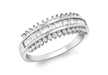 9ct White Gold Zirconia  Baguette with Round Zirconia  Surrounding Band Ring