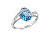 9ct White Gold 0.04t Diamond Wave and Blue Topaz Ring