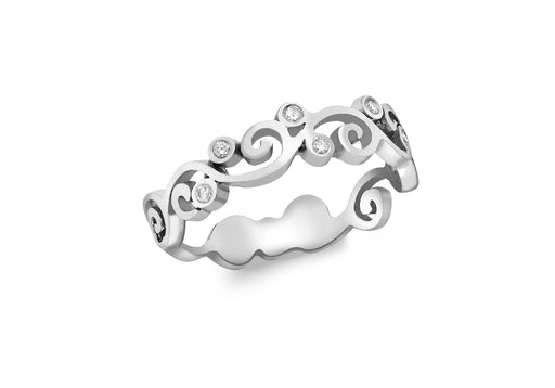 9ct White Gold 0.05t Diamond Swirl Band Ring