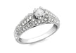 9ct White Gold 0.55t Solitaire Cluster Ring