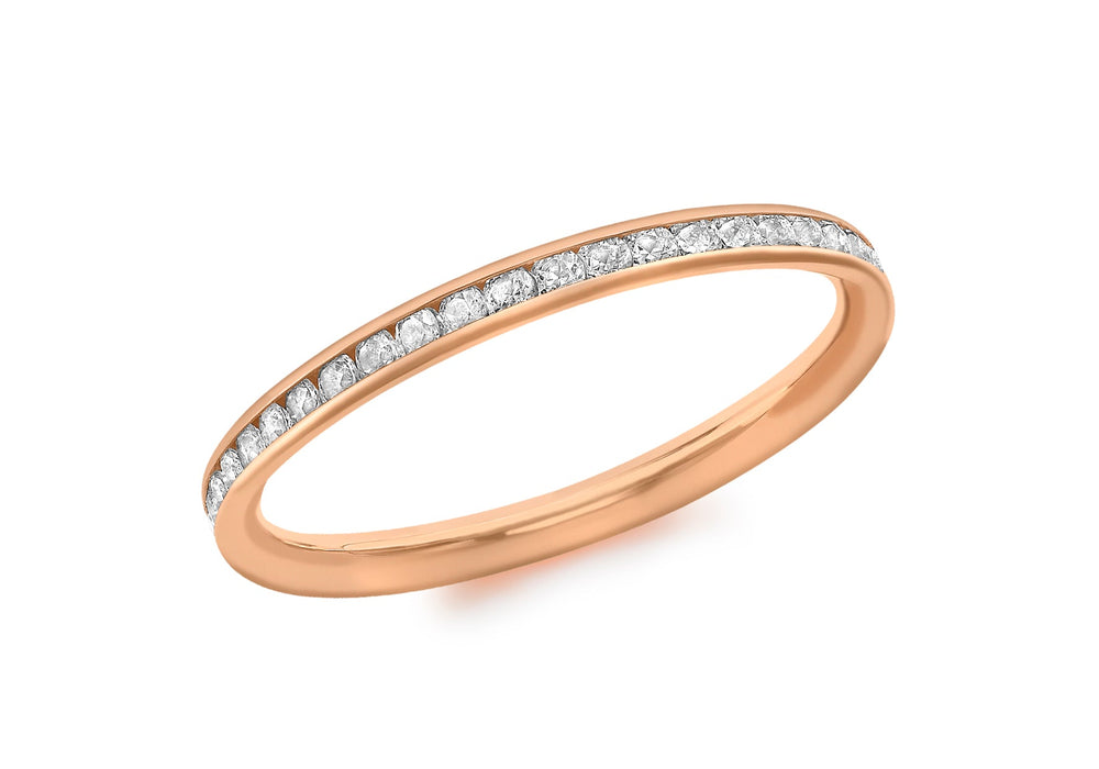 9ct Rose Gold Zirconia  Band Ring