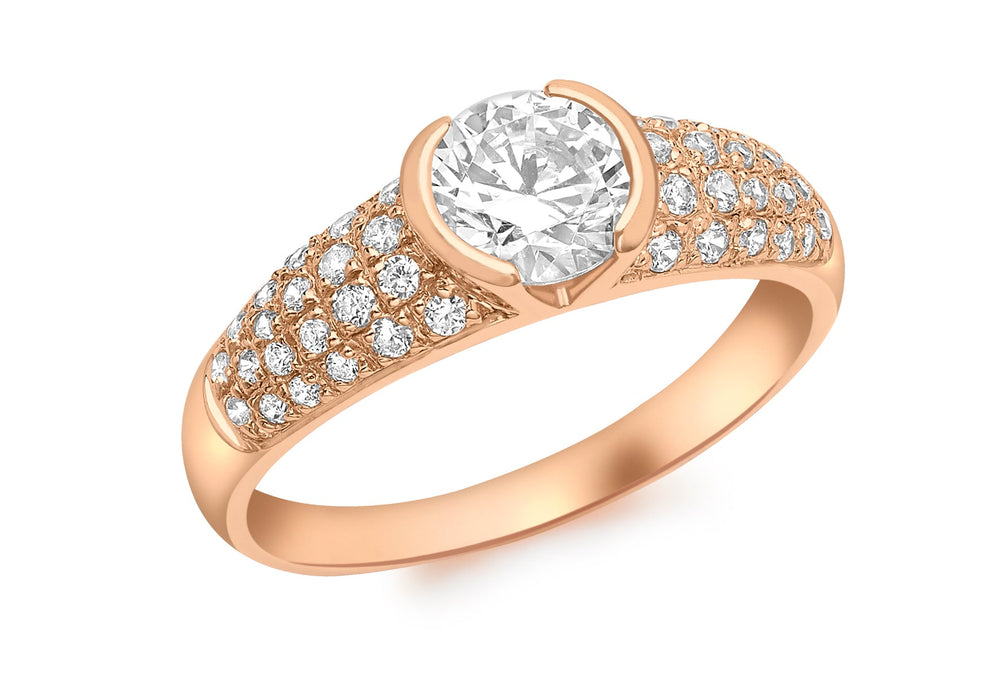 9ct Rose Gold Pave Set Zirconia  Ring