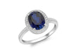 9ct White Gold Blue and White Oval Zirconia  Cluster Shoulder Detail Ring