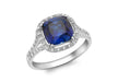 9ct White Gold Zirconia  and reated Blue Sapphire Shoulder-Detail Ring