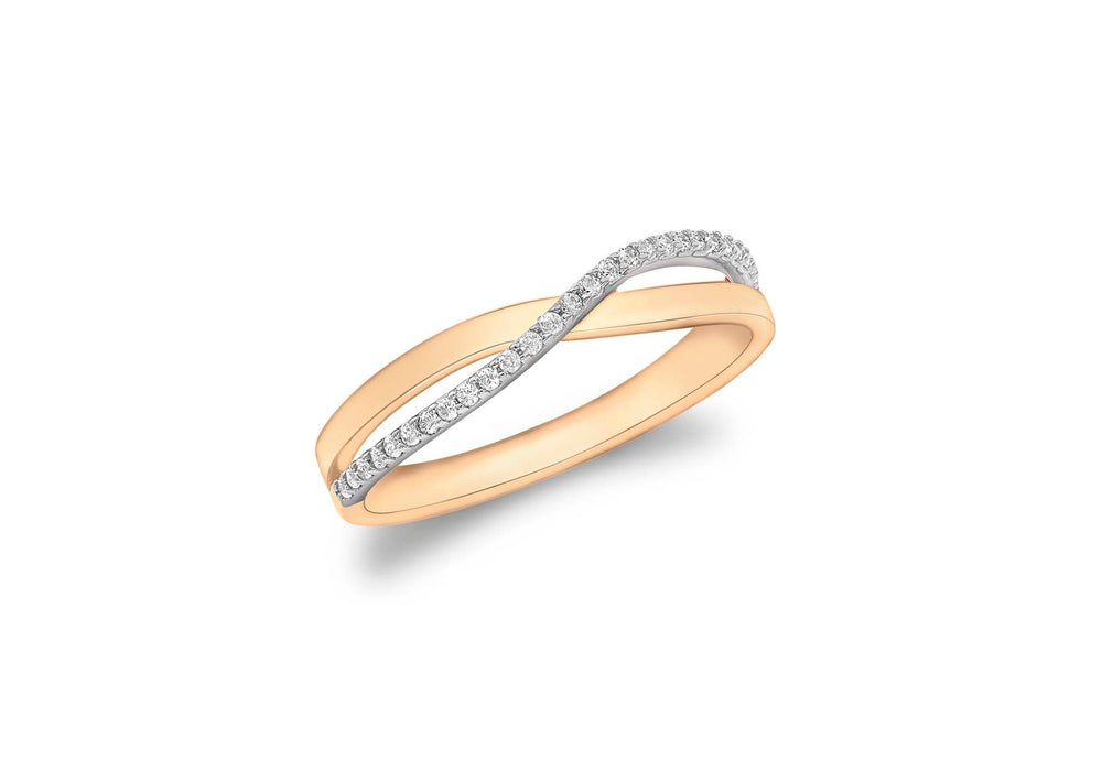 9ct Rose Gold Zirconia  Crossover Ring