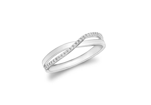 9ct White Gold Zirconia  Crossover Ring