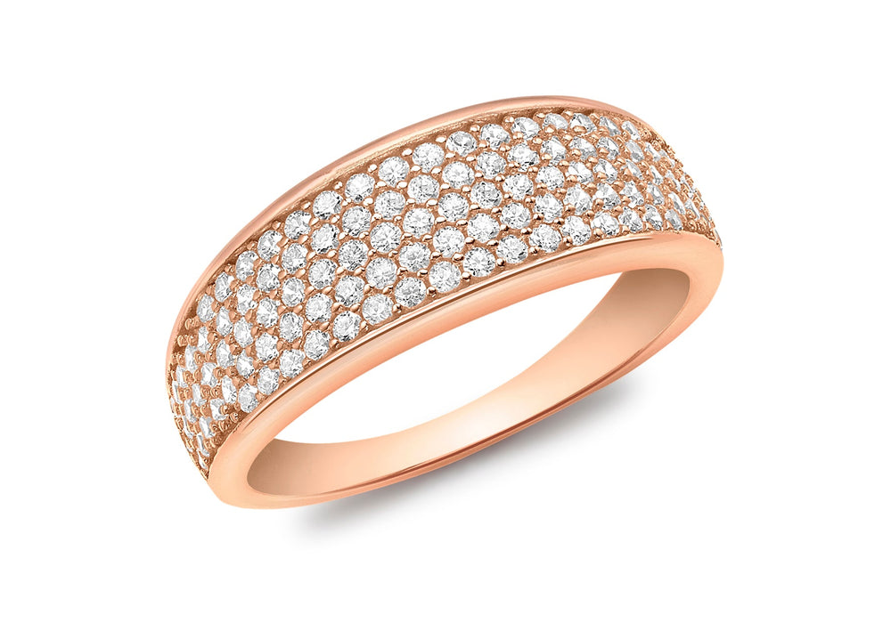 9ct Rose Gold Zirconia  Pave Set Tapered Ring