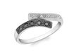 9ct White Gold 0.10ct Black and White Diamond Crossover Ring