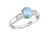 9ct White Gold 0.06t Diamond and Blue Topaz Ring