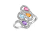 9ct White Gold 0.10ct Diamond and Multi Gemstone Ring