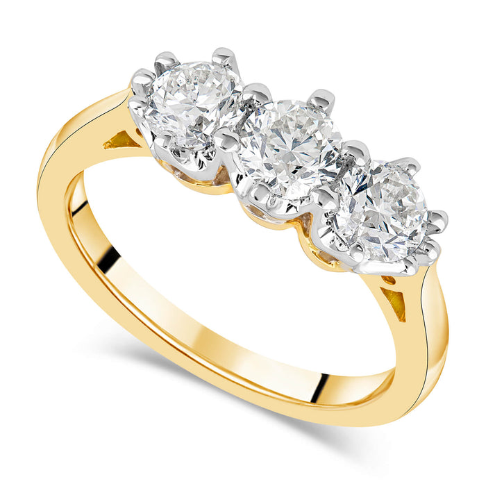 18ct Yellow Gold 0.50ct Diamond Triple Stone Ring