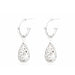 Sterling Silver 0.01ct Hoop Earrings with Matt-Finish Floral Cutout Drop Earrings Each set with a Single Diamond Accent