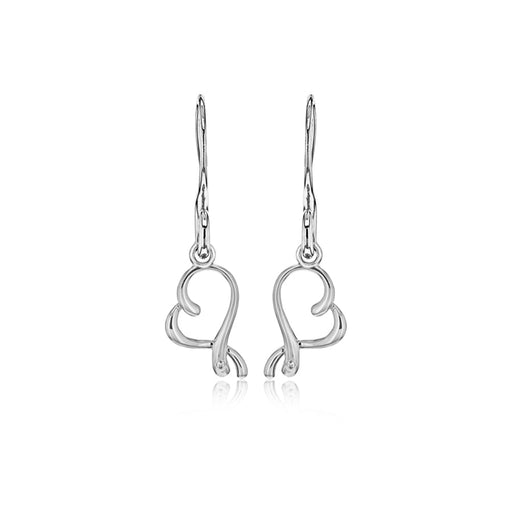 Open Heart Drop Earrings Hand-Set With A Diamond Accent