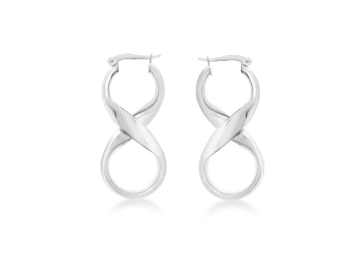 9ct White Gold 14mm x 31mm 'Figure 8' Creole Earrings
