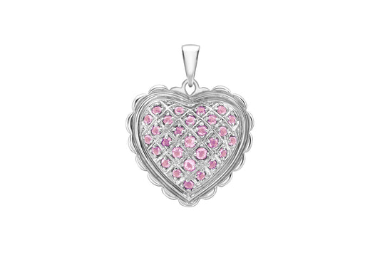 Pink Sapphire Sallop Edge Heart Pendant 18ct White Gold