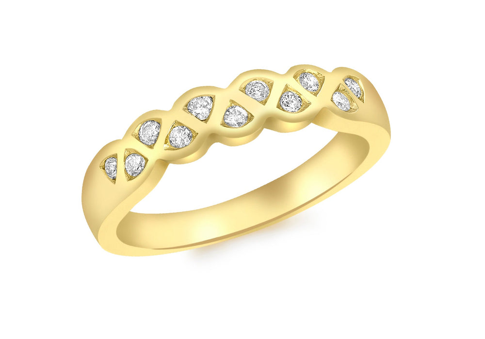 18ct Yellow Gold 0.15t Diamond 11-Stone Ring