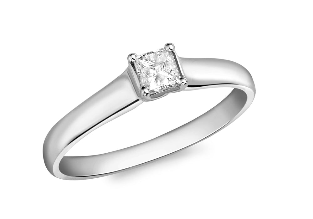 18ct White Gold 0.33ct Diamond Square Solitaire Ring