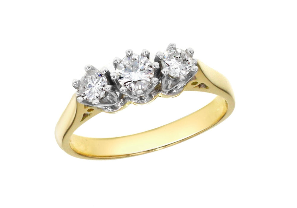 18ct Yellow Gold 0.50ct Diamond Triple Stone Ring