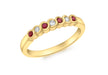 18ct Yellow Gold 0.06t Diamond and Ruby Rubover Set Half Eternity Ring