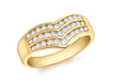 18ct Yellow Gold 0.50ct Diamond Triple Row Wishbone Ring