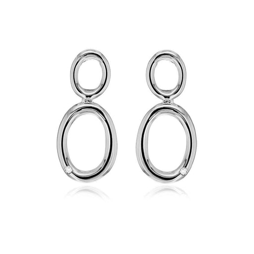 Oval Link Stud Earrings, Hand-Set With A Diamond Accent