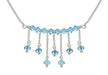 Sterling Silver Blue Crystal Fring Drop Necklace