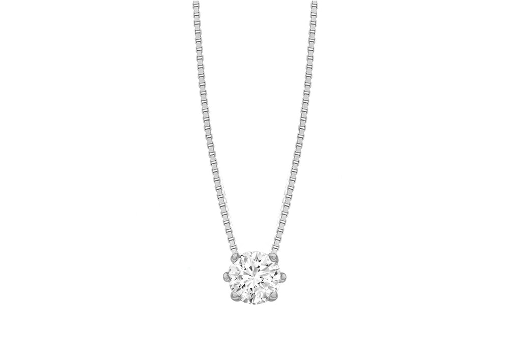 Sterling Silver White Zirconia  Set Box Chain Pendant