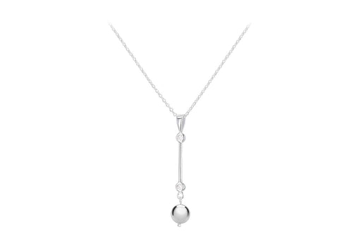 cSterling Silver Zirconia  Set Drop Pendant Necklace