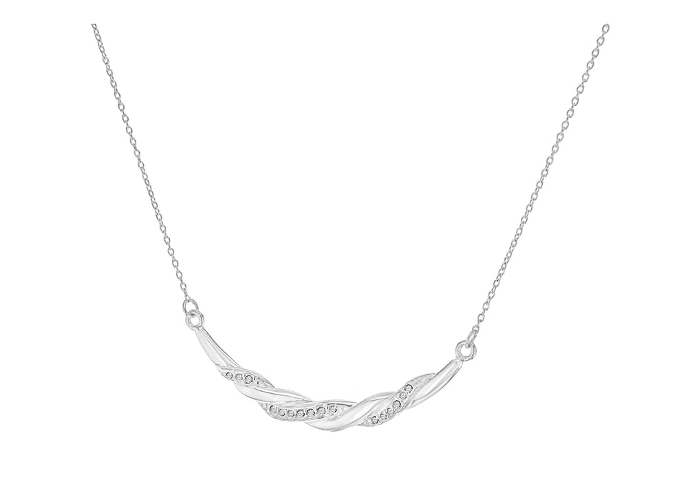 SILVER Zirconia  TWIST BAR Necklace 169