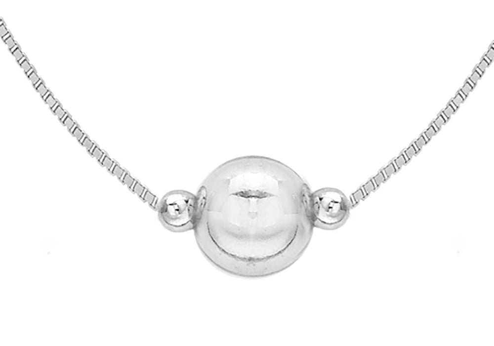 Sterling Silver Ball & Box Chain Pendant