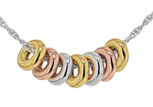 Sterling Silver Yellow and Rose Gold Plated Rings on Prince of Wales Chain Necklace  46m/18"9