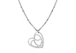 Sterling Silver Flat Triple Swirl Heart Necklace  46m/18"9