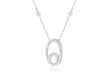 Sterling Silver Zirconia  Oval Swirl Slider Pendant on Chain Necklace  42m/16.59