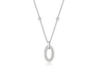 Sterling Silver Zirconia  Oval Slider Pendant on Chain Necklace  42m/16.59