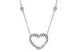 Sterling Silver Zirconia Heart Slider Pendant on Chain Necklace 