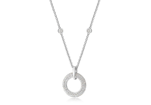 Sterling Silver Zirconia  Circle Slider Pendant on Chain Necklace  42m/16.59