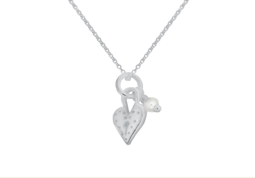 Sterling Silver Heart Padlock and Pearl Adjustable Necklace  