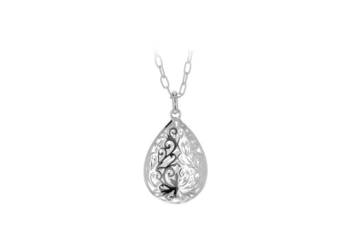Sterling Silver Filigree Teardrop Pendant on Adjustable Chain Necklace  51m/20" - 61m/24"9