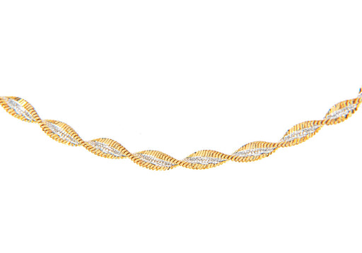 Sterling Silver 2-Tone Yellow and White Twist Chain Necklace  46m/18"9