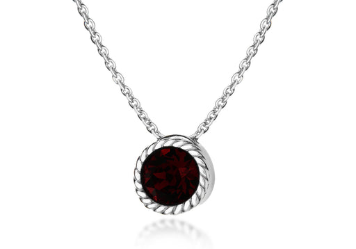 Sterling Silver Deep Red Swarovski Crystal January Birthstone Necklace  46m/18"9