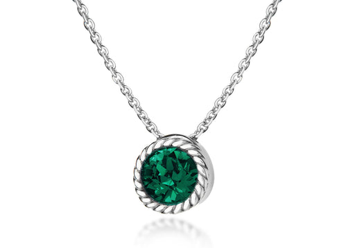 Sterling Silver Deep Green Swarovski Crystal May Birthstone Necklace  46m/18"9