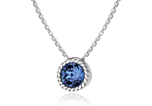 Sterling Silver Deep Blue Swarovski Crystal September Birthstone Necklace  46m/18"9