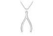 Sterling Silver 10mm x 19mm Wishbone Pendant on Adjustable Chain Necklace  41m/16"- 46m/18"9