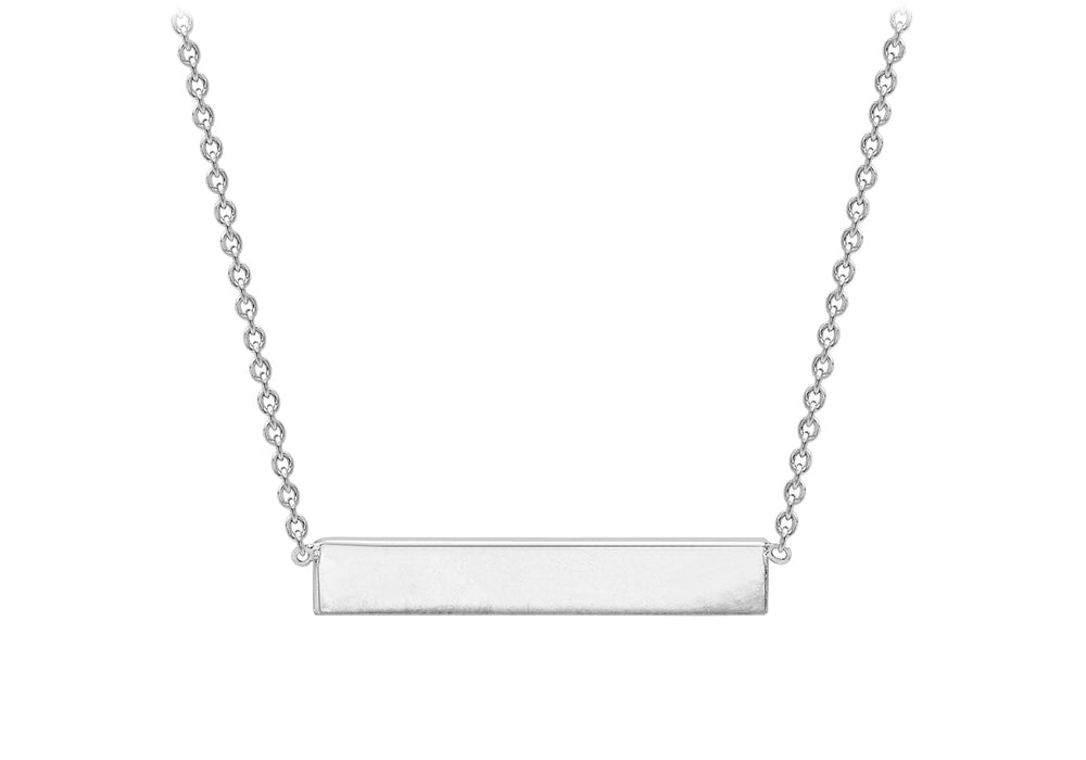 Sterling Silver 32mm x 5mm Horizontal Bar Necklace  43m/17"9