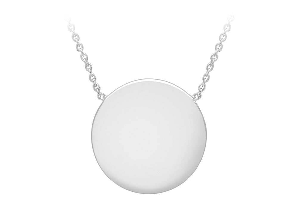 Sterling Silver 15mm Polished Disc Adjustable Necklace  41m/16"-43m/17"9