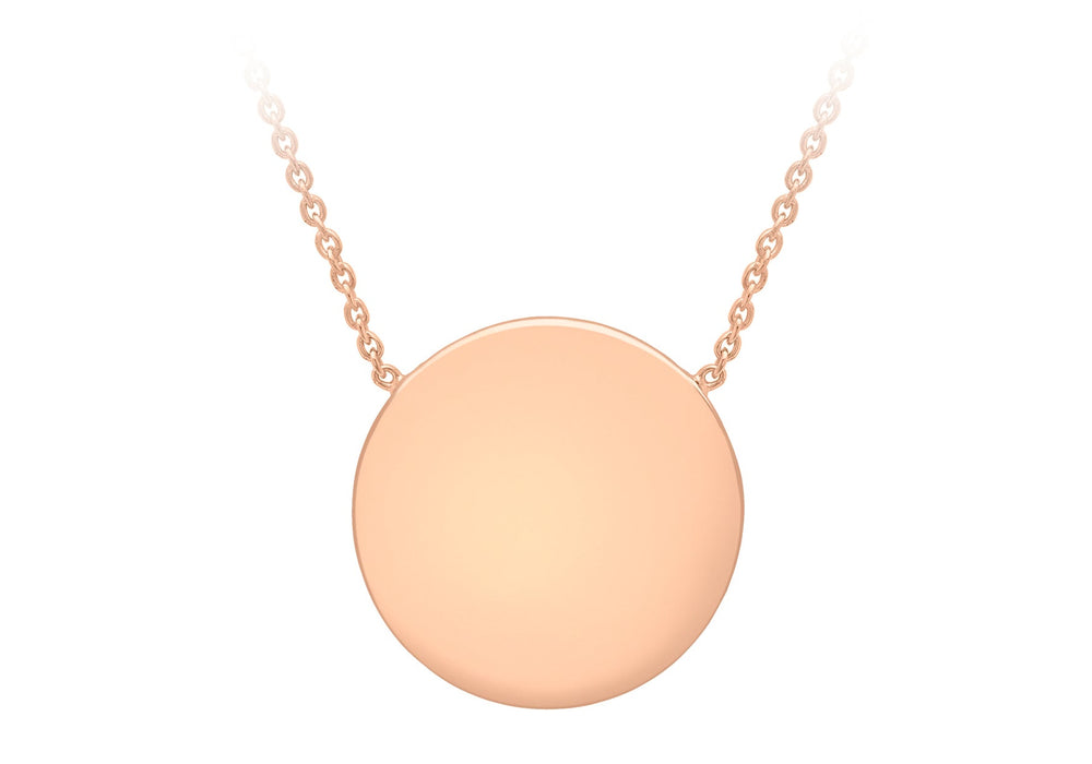 Sterling Silver Rose Gold Plated Disc Pendant Adjustable Necklace