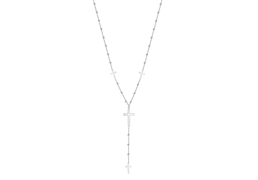Sterling Silver Cross and Ball Y-Shaped Necklace  63.5m/25"9