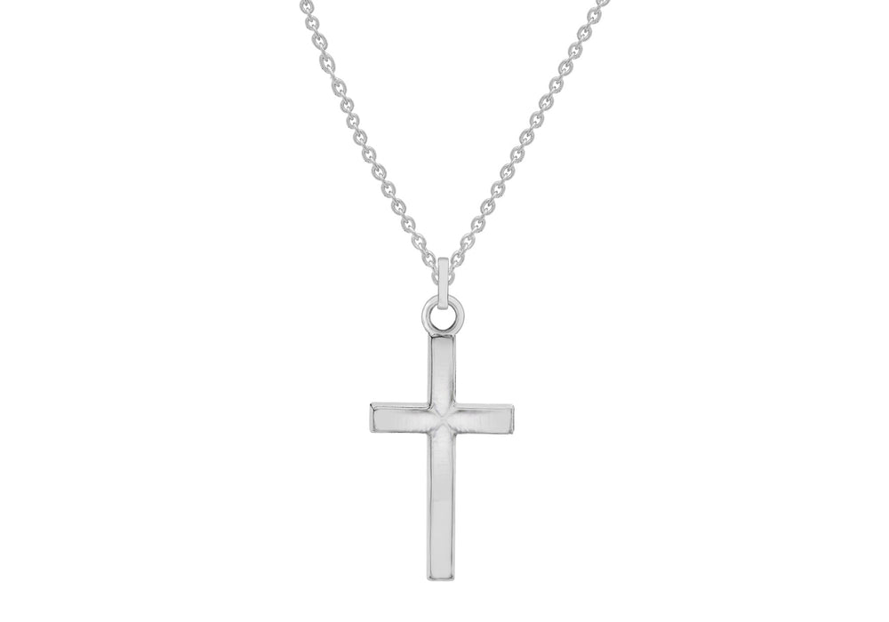 Sterling Silver 10mm x 18mm Cross Pendant Necklace  46m/18"9