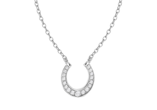 Sterling Silver Zirconia  Horseshoe Adjustable Necklace  41m/16"-44m/17.5"9